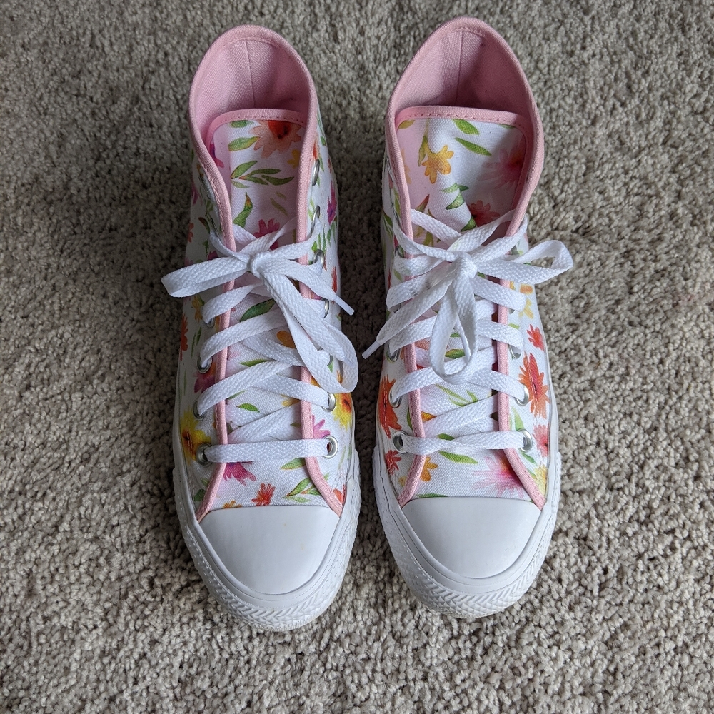 Floral high top converse